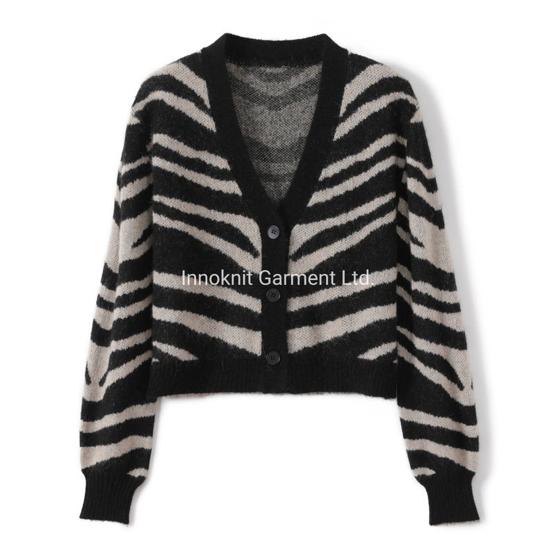 Fashion Women Jacquard Knitted Cardigan with Buttons Ak201102 Sweaters – Women Clothing and Jacquard price|S