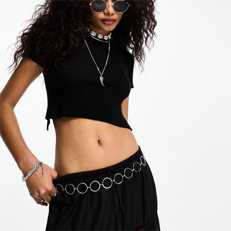 Hottie Dress Round Neck Solid Short Top Young Girl Backless Sexy Tops Y2K Summer Knit Short Sleeve Womens Pullover Sweatshirt – Ladies Sweater and Striped Sweater price|S, S/M/L/Customized Size