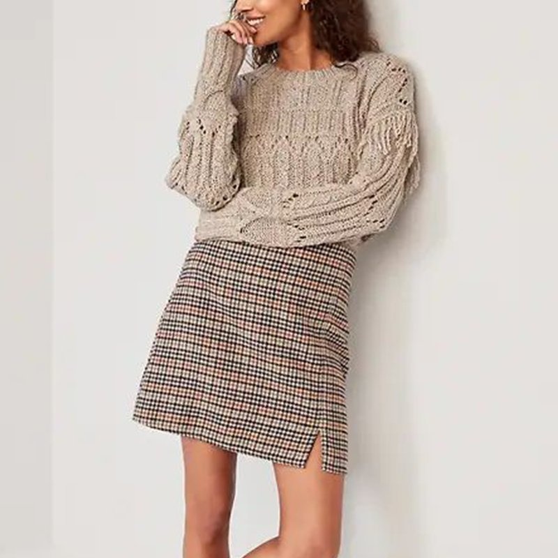 Khaki Fashion Hollow Knit Pullover – Ladies Sweater and Striped Sweater price|S/M/L/Customized Size