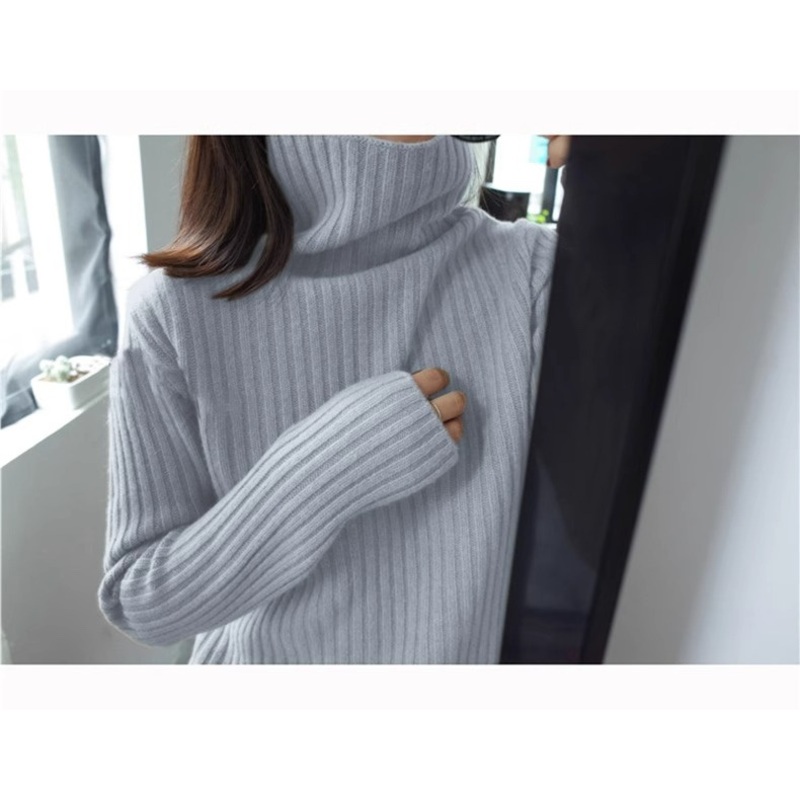 OEM High Collar Knitted Long Sleeve Cashmere Sweater Fashion Women Clothing – White and Black price|S-XXXL,Customizable