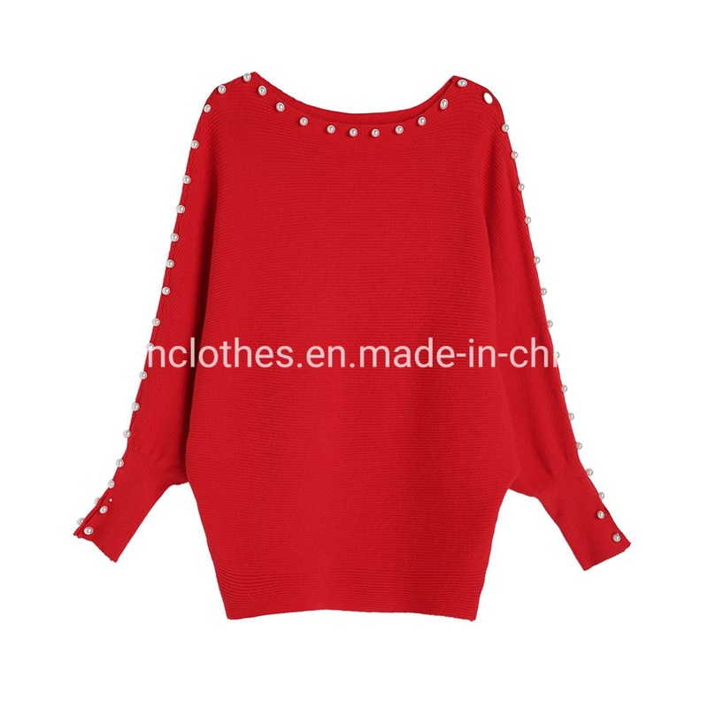 OEM Manufacturer Women Boat Neck Beads Batwing Sleeve Pullover Knitwear Sweaters – Sweater Jumper and Sudaderas price|S