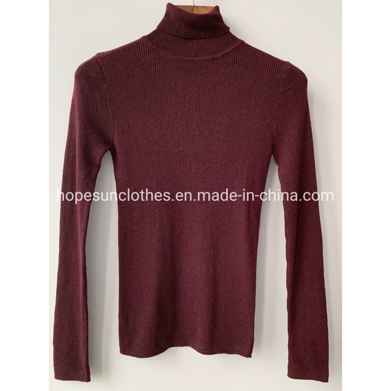 OEM Manufacturer Women Striped Slim Fit High Collar Wine Cashmere Turtle Neck Pullover Knitwear Sweaters – Sweater Jumper and Sudaderas price|S