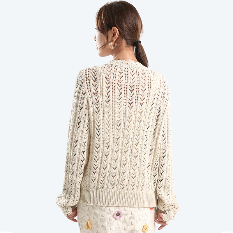 Spring Slouchy Hollow Style New Knit Cardigan for Women Loose Version Thin Hollow out Vintage Sweater Coat – Sweater Coat and Thin Cardigan price|S