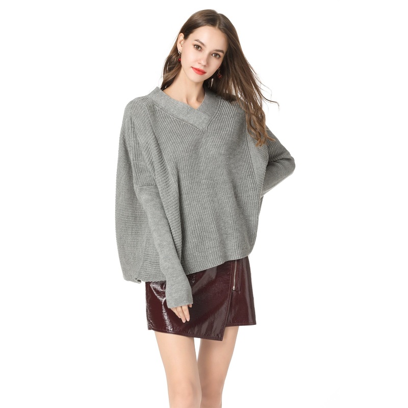 V-Neck Pullover Knitwear Plus Size Apparel Women Fashion Loose Sweater – Dress and Clothes price|S