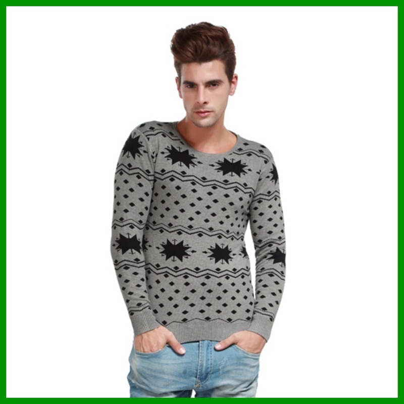 Wholesale Long Sleeve Round Neck Pullover Pattern Jacquard Knitted Men Sweater – Sweater and Men Sweater price|S