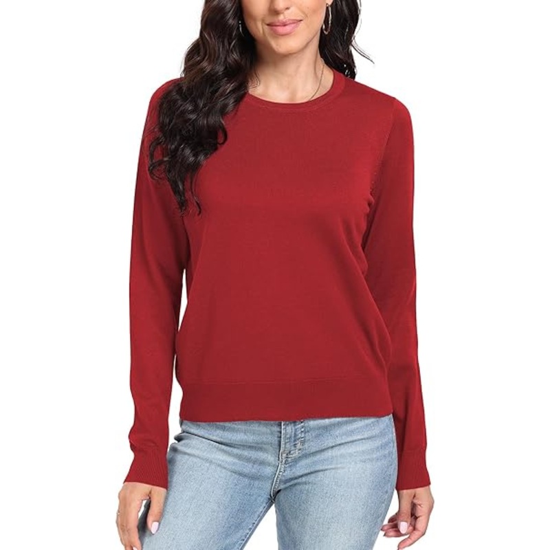 Women Long Sleeve Jumpers Oversized Crew Neck Knitted Solid Color Loose Pullover Sweaters Tops for Winter – Knitwear Pullover and Soft Warm price|M