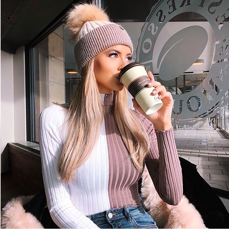 Women Sweaters Color Matching Slim Sweaters Ladies Top Apparel Stock Mujer – Knit Sweater and Women Sweaters price|S