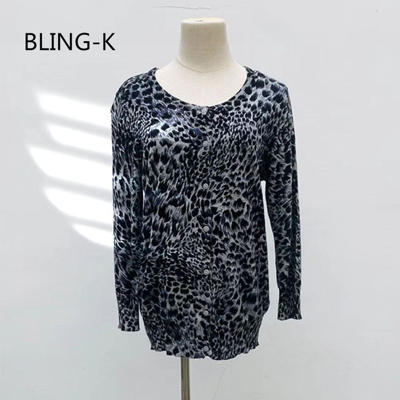 100%Cotton Women Leopard Printed Sweater Cardigan Long Sleeve Spring Summer – Jumper and Women Sweater price|S