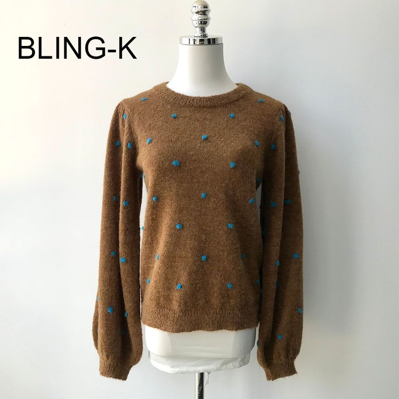 Alpaca Crew Neck DOT Knitted Pullover Sweater Fashion Top Lady Sweater Fashion Clothes – Pullover Sweater and Women Apparel price|S