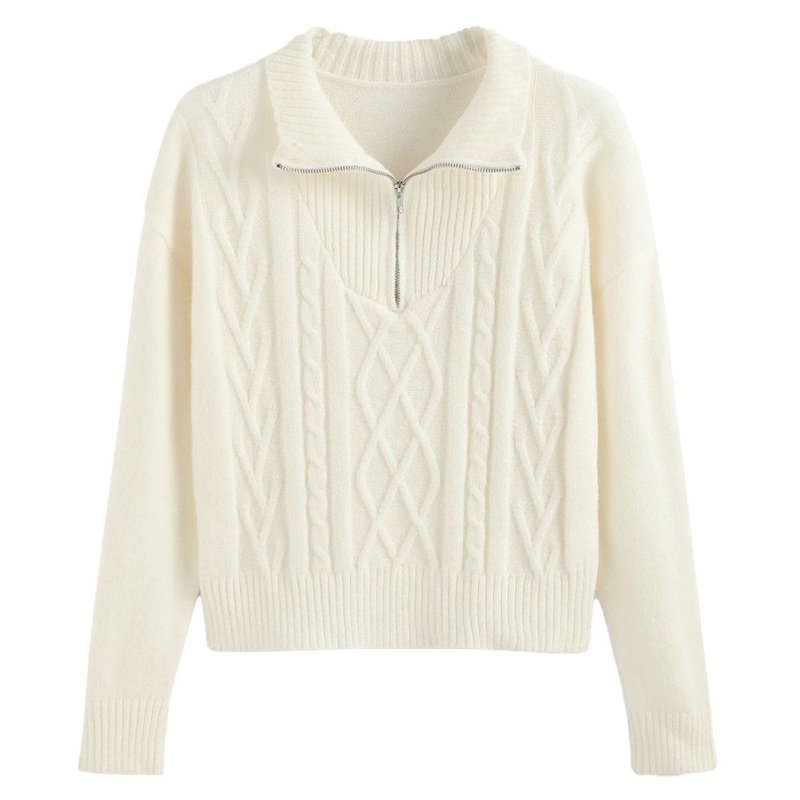 Brand OEM Custom Turtleneck Sweaterladies Winter Clothing Wholesale Zipper Lapel Pullover – Womens Winter Sweater and Custom Womens Knitwear price|S/M/L/Customized Size