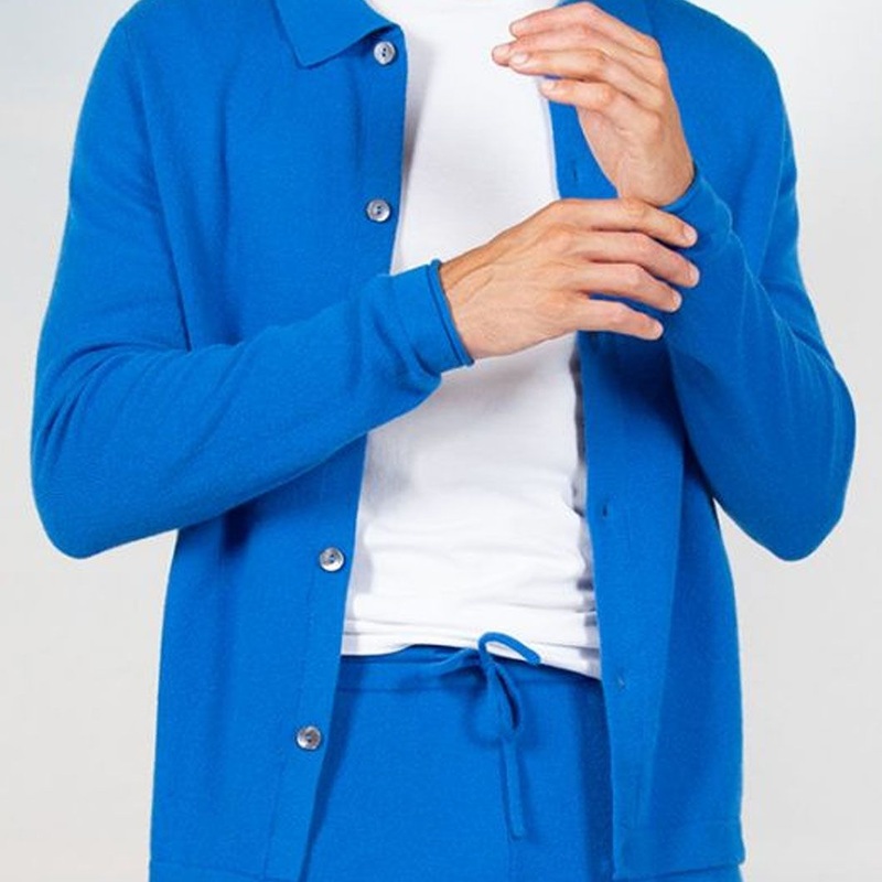 Fashion Men 100% Cashmere Polo Cardigan Sweater Knitted – Knitwear and Men Clothing price|S