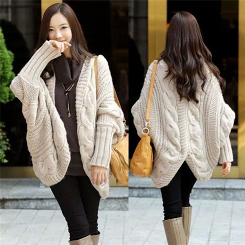 Fashion Style Plus Size Bat Sleeve Knitted Wool Cardigan (66180) – Cashmere Sweater and Ladies Sweater price|S