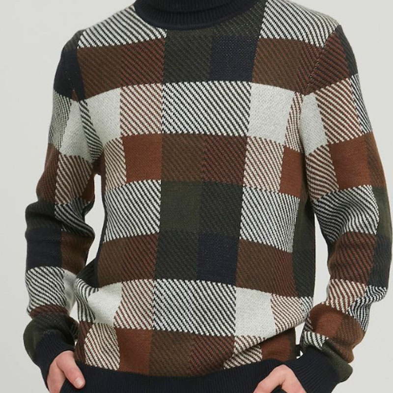 Fashion Turtleneck Color-Block Pullover Long Sleeve Knitting Sweater Men Shien Clothing – Sweater and Men Sweater price|S