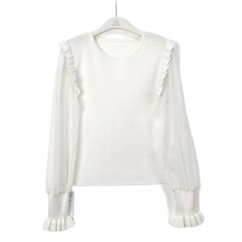 Fashion Womens Clothes Custom Knitwear Chiffon Splicing Pullover Knit Lady Sweater – Customized Factory Sweaters and Womens Cardigan Sweater price|S/M/L/Customized Size