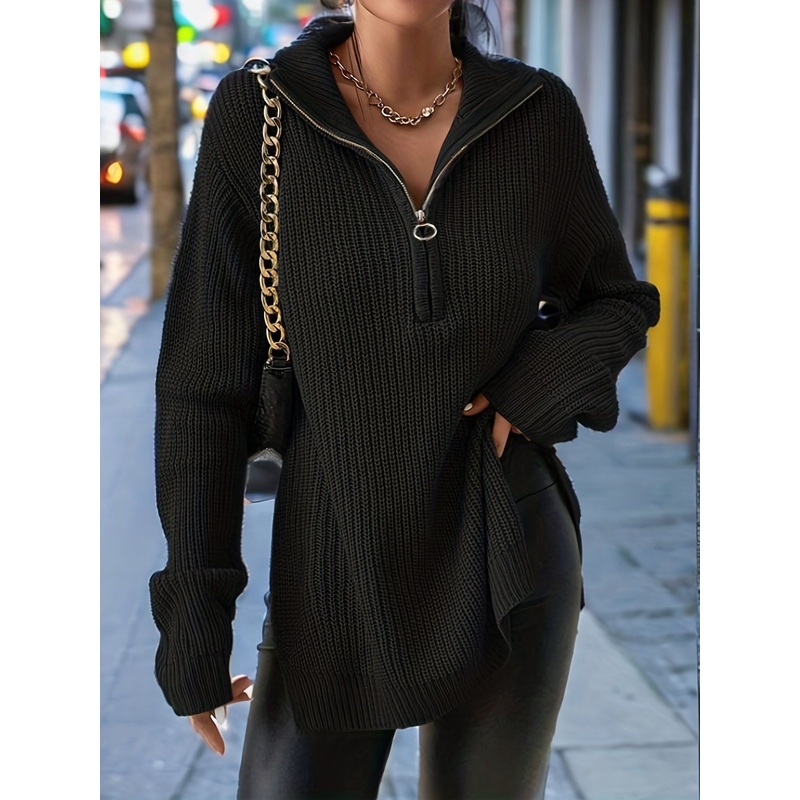 French Half Zip Shoulder Sweater – Womens Dress and Fluffy Sweater price|S