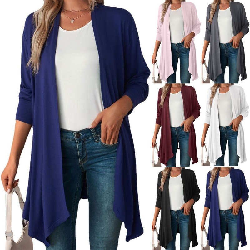 Hot Sale Plus Size Cotton Blend Solid Color Long Sleeve Cardigan for Women – Hoodies and Sweater price|S