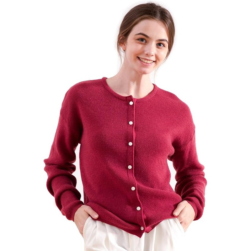 Ladies Cardigan, Lightweight Crew Neck Button Down Knitwear, Ultra Soft Summer Cardigans for Women UK – Knitwear Pullover and Soft Warm price|M