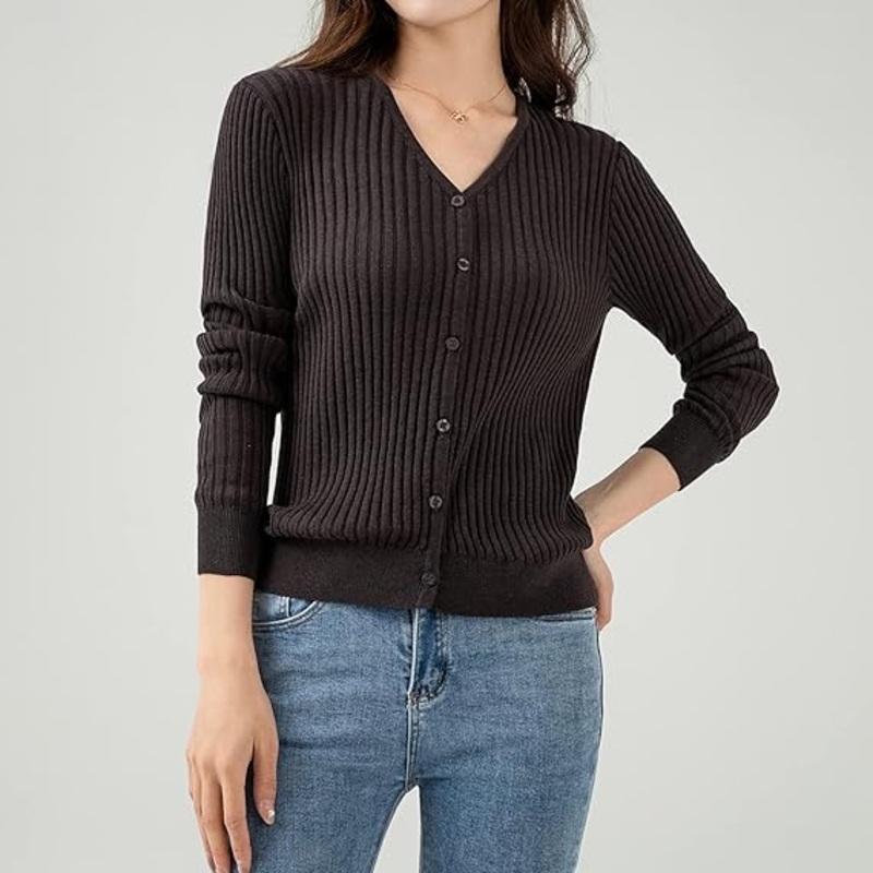 Lightweight Cardigan Sweaters for Women, Open Front Button Down Knitted Ladies Jumper, Long Sleeve Spring Summer Top – Knitwear Pullover and Soft Warm price|M