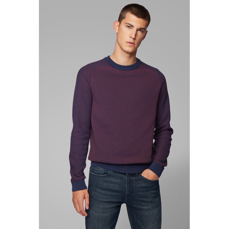Mens Fashion Two-Tone Structured Jacquard Sweater in Recycled Yarn – Dress and Clothing price|S