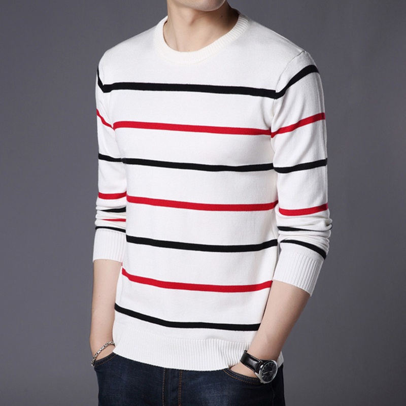 Mens Stripe Collections of Pullover Crew Neck Long Sleeves Color Block Sweatshirt T-Shirt – Stripe Sweater and Thin Pullover price|S