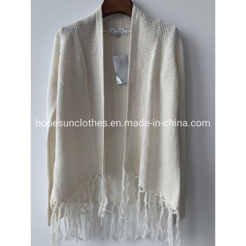 OEM Manufacturer Women Fringed 100%Acrylic Cardigan Shrug Outerwear Knitwear Sweater – Sweater Jumper and Sudaderas price|S