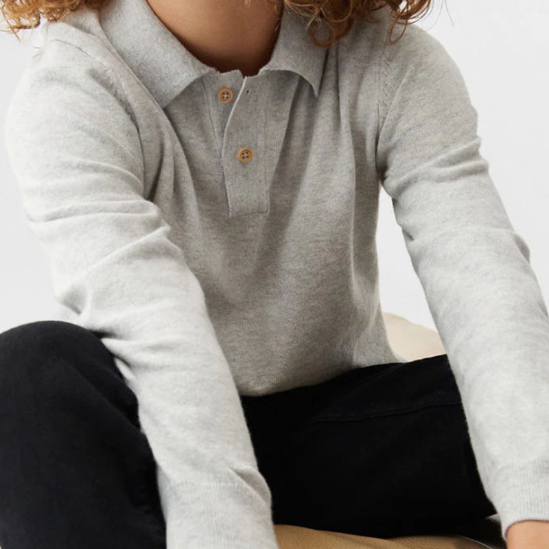 Pure Color 100% Cotton Boys Clothing Polo Pullover Knitted Sweater – Sweater and Polo Sweater price|S