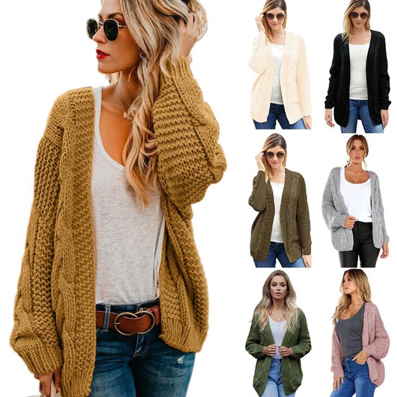 Spring Autumn Plain Loose MID Long Women Winter Sweater Cardigan – Sweater Cardigans and Woman Sweater price|S, S, M, L, XL, 2XL