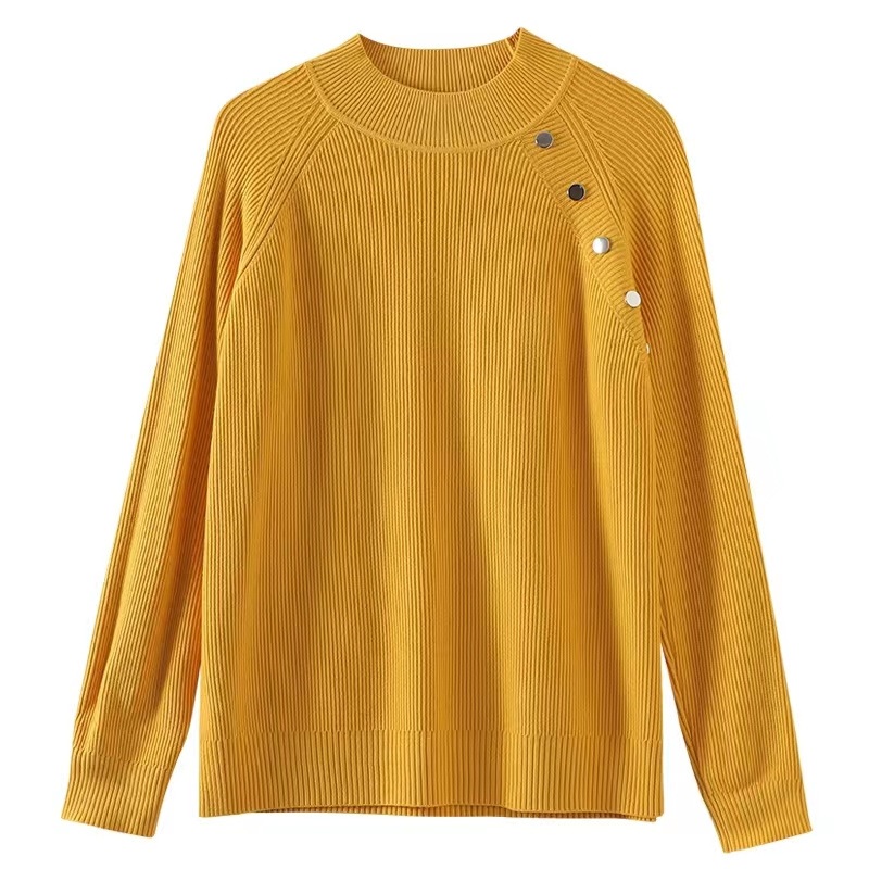 Womens Fashion Long Sleeve Turtle Neck with Button Knit Sweater Solid Color Tops Pullover – Women Lightweight Sweaters and Sweater Top price|S