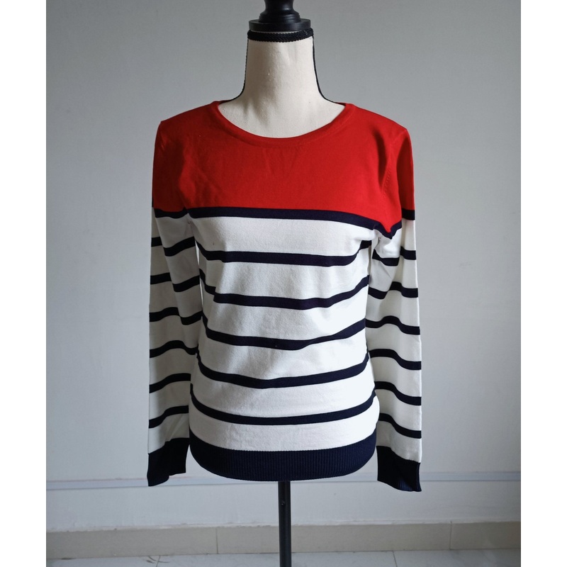 Autumn and Winter Casual Striped Slim Fit Round-Neck Long-Sleeved Pullover Knit Sweater Striped Top Sweater Ladies – Sweater Knitwear Pullover Jumper and Basic Sweater Fancy Sweater price|S