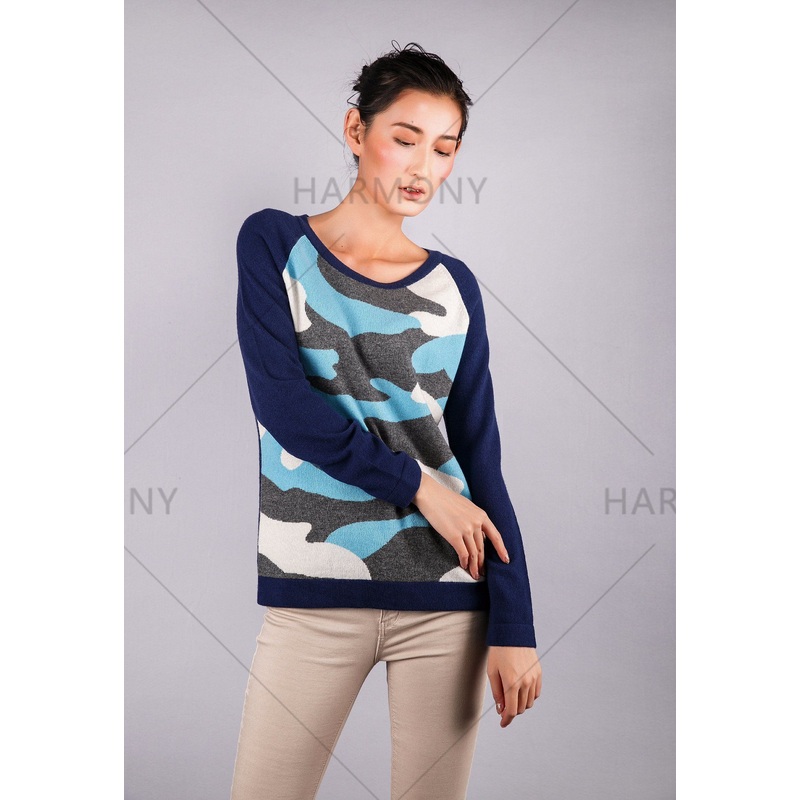 Cashmere Crew Neck Camouflage Pullover with Raglan Sleeve – Casshmere Camouflage Sweater and Raglan Sleeve price|S