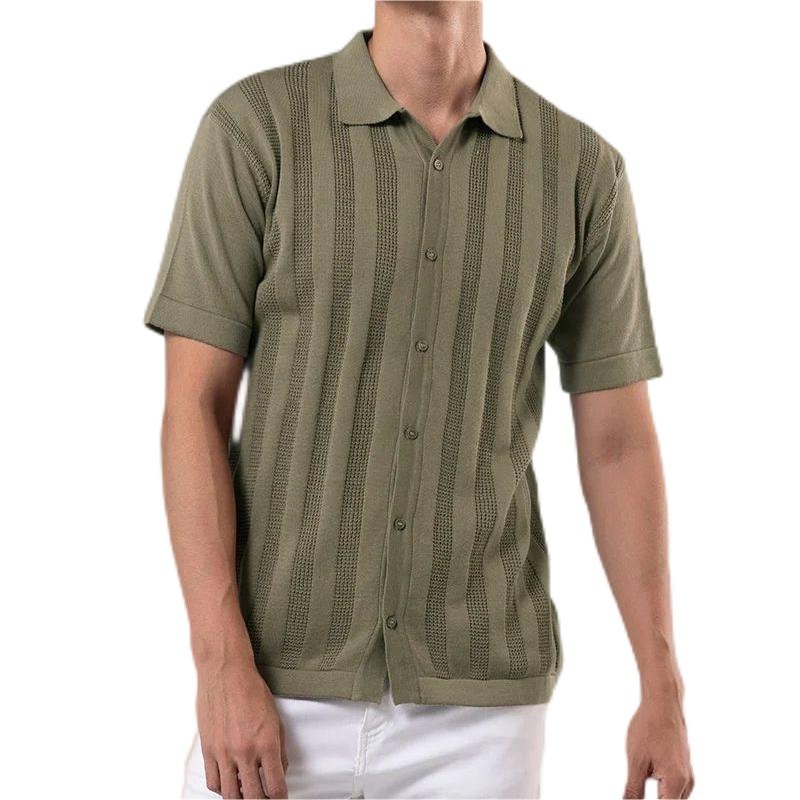 Casual Mens Knit Short Sleeve Tops Jacquard Sweaters Button Cardigan Mens Knitwear – Striped Sweater and Customized Factory Sweaters price|S/M/L/Customized Size