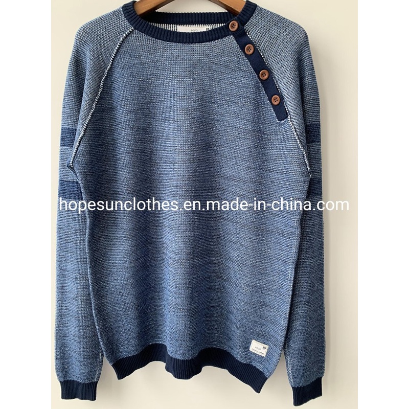 China Factory Men Cotton Jacquard Button Raglan Sleeve Pullover Knitwear Sweater – Sweater and Knitwear price|S