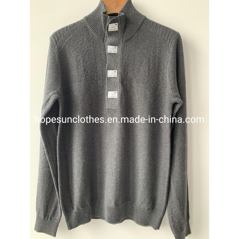 China Factory Men Jacquard Stand Collar Button Cotton Pullover Knitwear Sweater – Sweater and Knitwear price|S