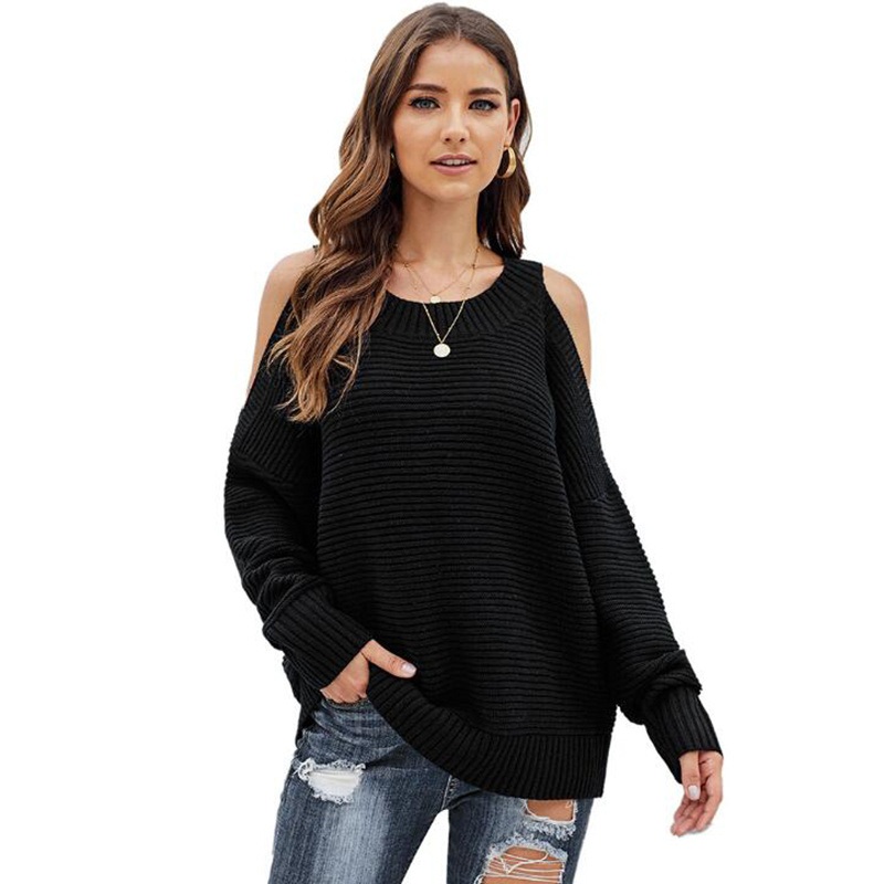 Cold-Shoulder Loose Women Knitted Pullover Winter Casual Solid Sweater Jumpers – Autumn Winter Sweater and Fashion Sweater price|S, S, M, L, XL