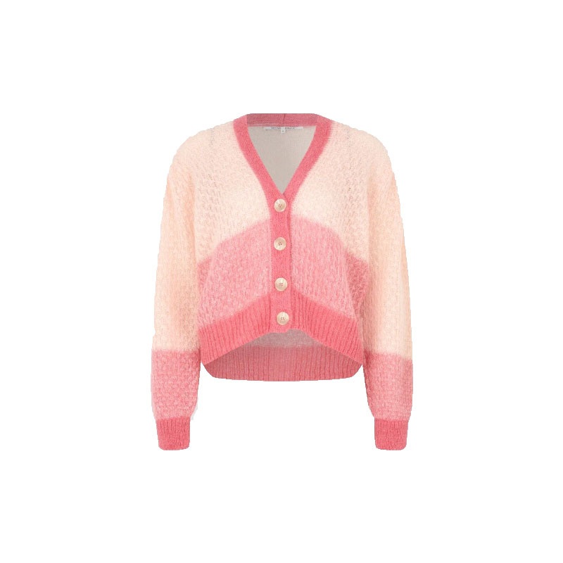 Fashion Color Block V-Neck Women Cashmere Cardigan Sweater Long Sleeve Knitted Clothing – Knitwear and Women Clothes price|S
