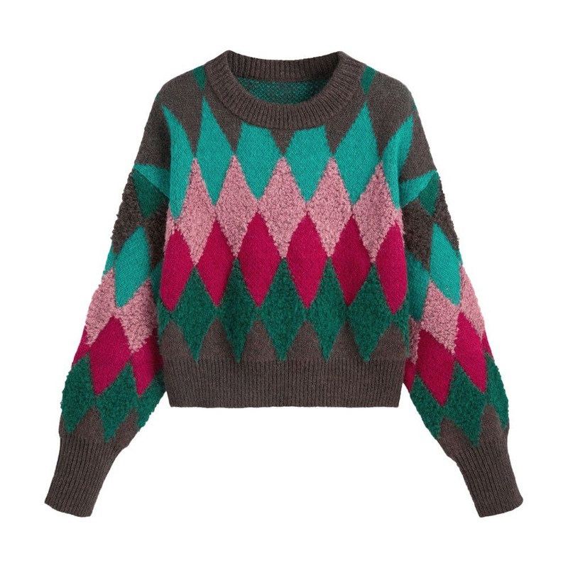 Fashion Ladies Clothes Custom Jacquard Pullover 3D Knit Top Women Sweater – Womens Striped Sweater and Customized Knitwear Manufacturer price|Free Size