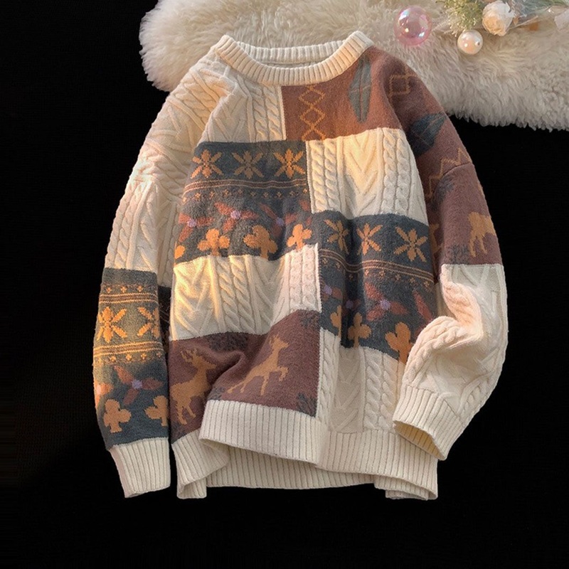 Intarsia Cable Acrylc Sweater Crew Neck Knitted Patterned Pullover Jacquard Men Clothes – Sweater and Men Sweater price|S