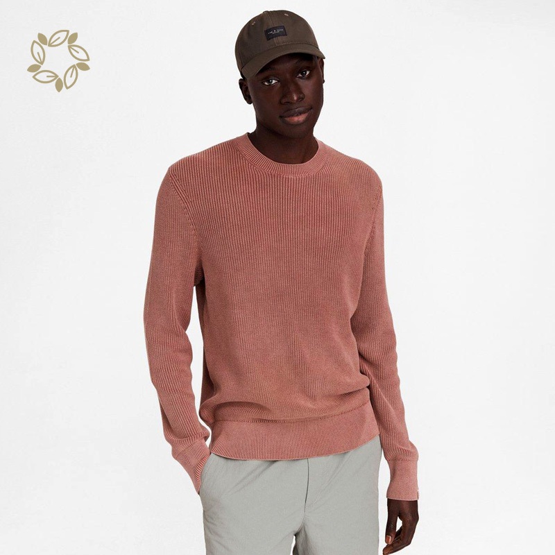 Men Pima Cotton Sweater Autumn Long Sleeve Rib Knit Sweater Sustainable Knitted Sweater Men Ribbed Knit Crewneck Eco Pullove Sweater Chunky Knit Sweaters – Sweater and Knit Crewneck price|S