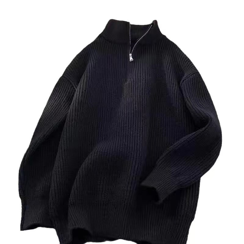 Men Zipper High Neck Sweater Korean Style Pure Colour Knitwear – Men Zipper Sweater and Men Knitwear price|S, All Size