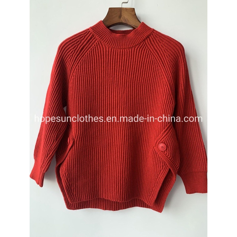 OEM Manufacturer Women Batwing100%Acrylic Pleated Button Pullover Knitwear Sweater – Sweater Jumper and Sudaderas price|S