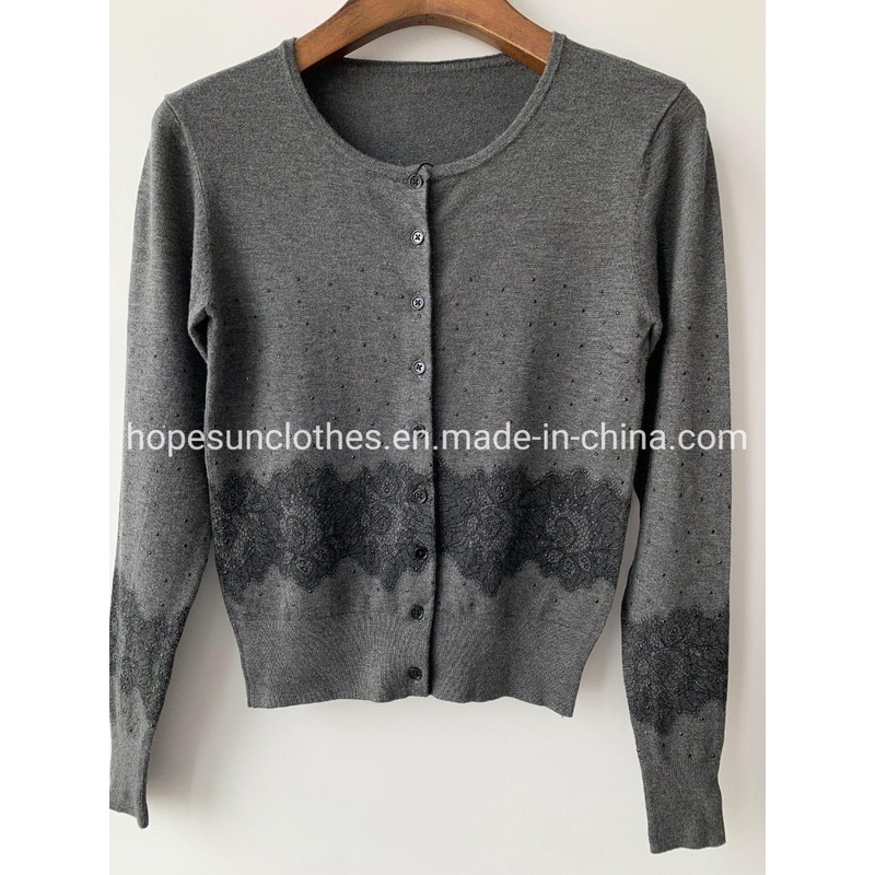 OEM Manufacturer Women Floral Printing Hotfixrhinestone Beads Button Closure Cardigan Shrug Jacket Coat Knitwear Sweater – Sweater Jumper and Sudaderas price|S