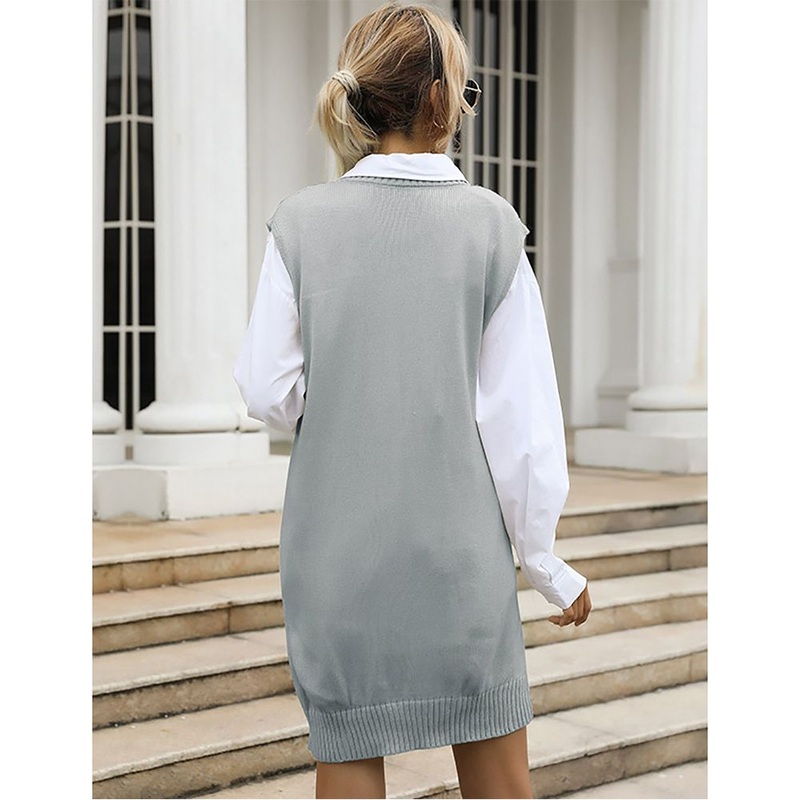 Trending Women Knitted Sleeveless Tank Sweater Short Dress – Sweater Dress and V Neck Sweater price|S, S, M, L