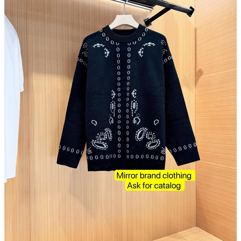Unisex Vintage Logo Decorated Lover Sweater in Wool-Cashmere Blend – Designer Denim Outer Wear and Mens Luxury Clothing price|4XL