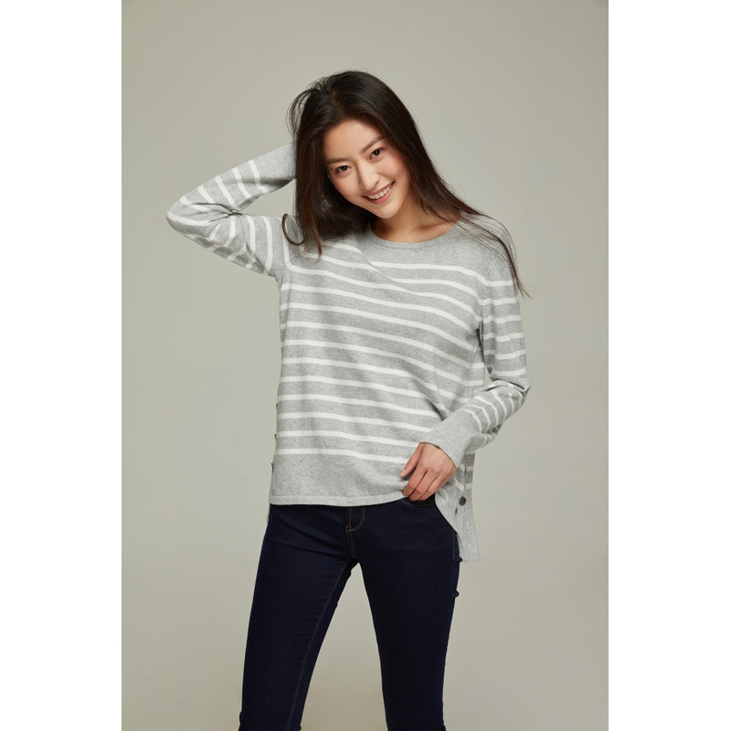 Women 2019 Knitted Fashion Long Sleeve Round Neck Stripe Clothes – Dress and Clothes price|S