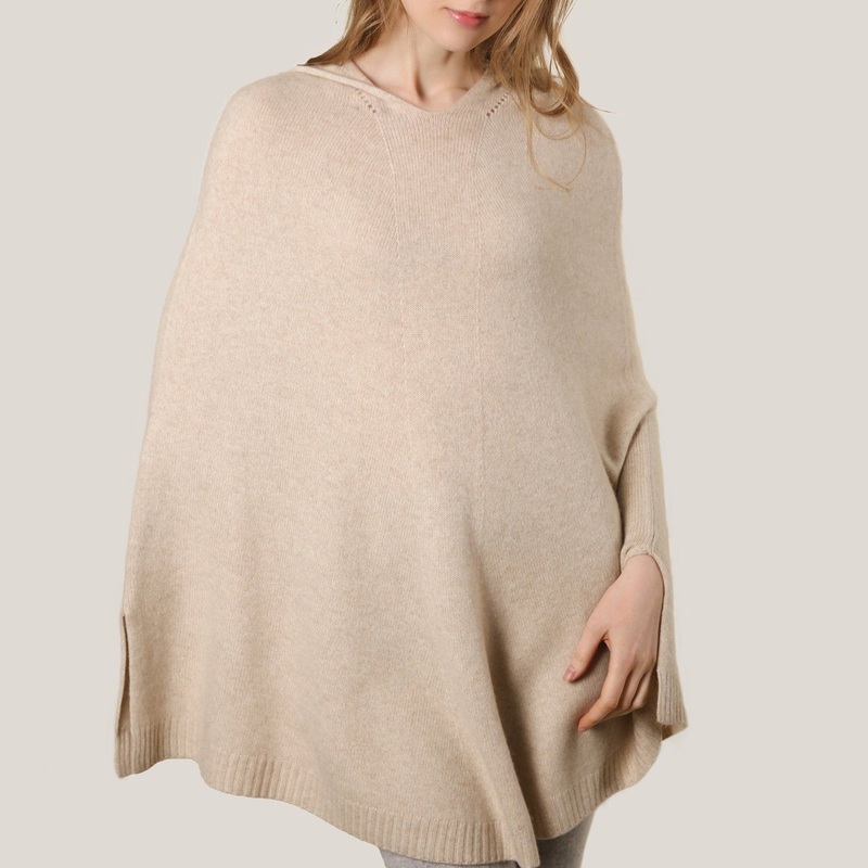 Womens Cashmere Knitted Poncho in Beige – Cashmere Poncho and Wool Knitted Cape price