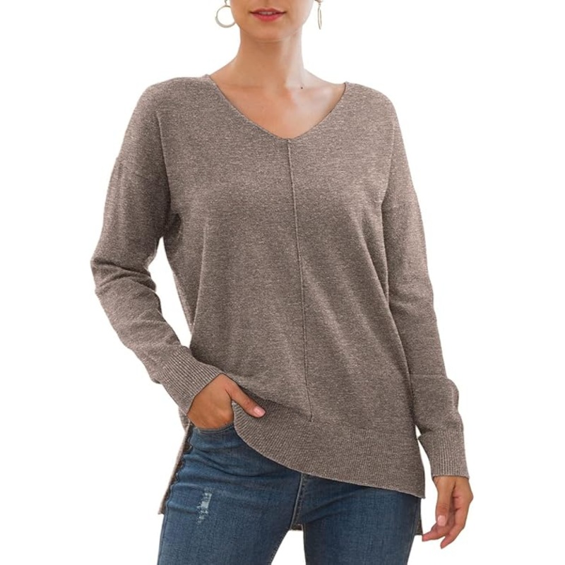 Womens Jumpers Casual Lightweight V Neck Oversized Knitted Top Loose Pullover Sweater Tops for Winter – Knitwear Pullover and Soft Warm price|M
