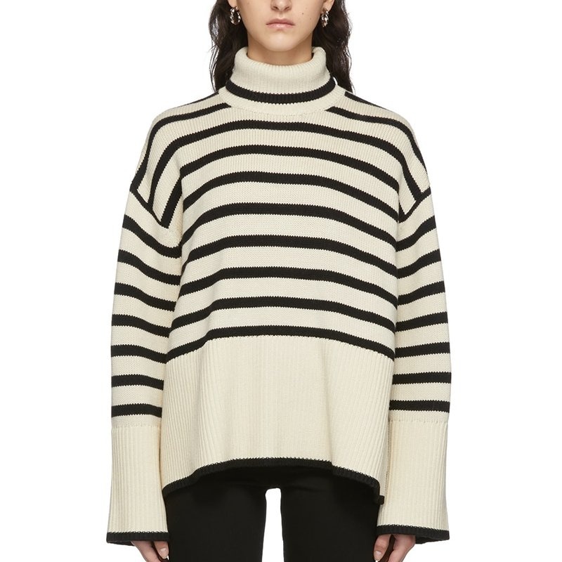 Basic Sweater Customized Logo Womens Sweater Wholesale Striped Jacquard Pullover – Customized Factory Sweaters and Womens Striped Sweater price|S, S/M/L/Customized Size