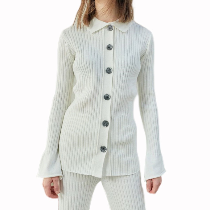 Brand Custom Solid Color Knit Sweater Womens Thin Section Lapel Sweater Cardigan – Ladies Sweater and Striped Sweater price|S, S/M/L/Customized Size