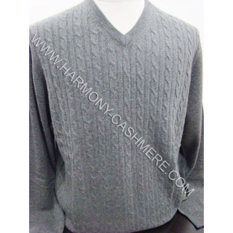 Cashmere V-Neck Pullover with Cable – Cashmere Sweater and Sweater price|S, M, L, XL, XXL