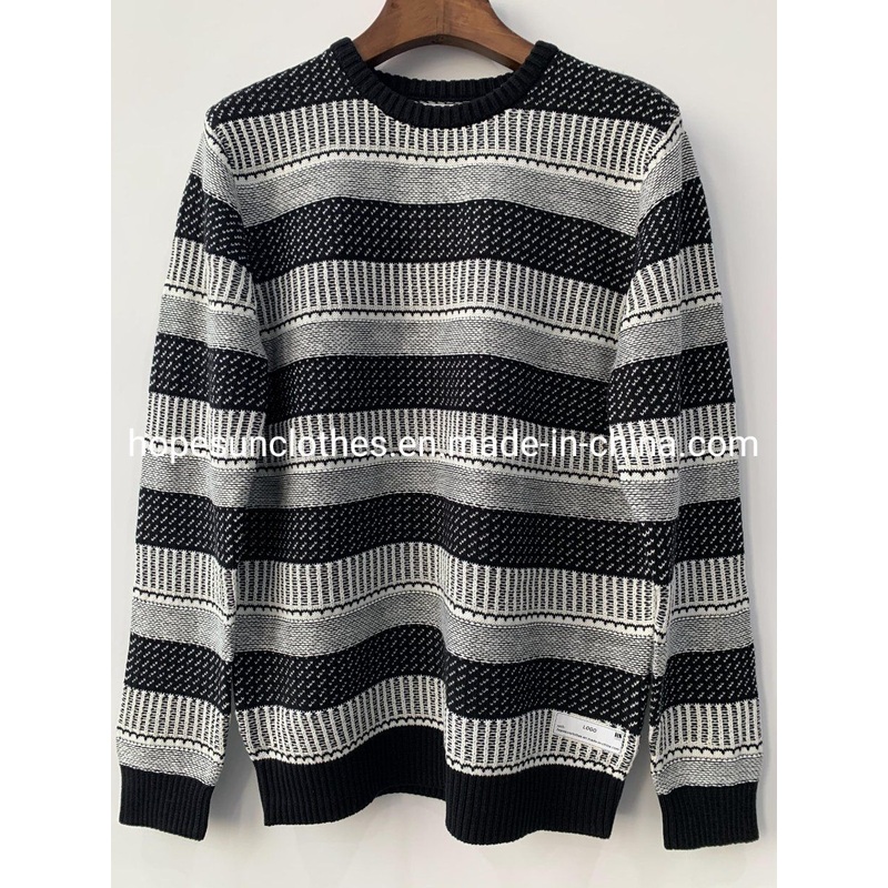 China Factory Man Jacquard Strip Crew Neck Pullover Knitwear Sweater – Sweater and Knitwear price|S